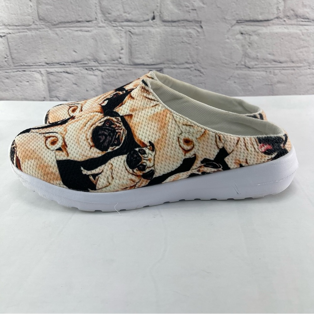 Pug Print Slip-On Clogs Shoes for Nurses Size 9 - Picture 4 of 11